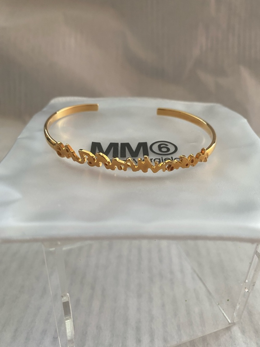 Maison Martin Margiela Gold Script Cuff Bracelet
